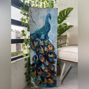 Peacock Canvas Wall Art - Blue and Green